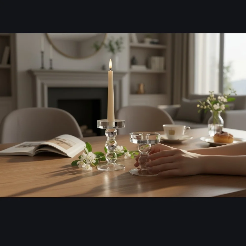 Clear Glass Pillar Or Tapered Candle Holders